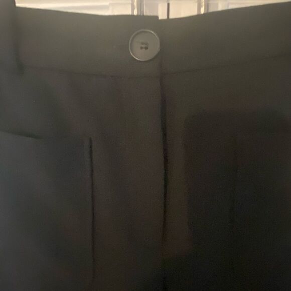 Zara Basic Cropped Wide Leg Black Pants Side Stripe with ZARA repeated Size L - Picture 3 of 13